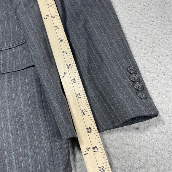 Jack Victor Suit Jacket Mens 50L Gray Pinstripe Super 100s Wool Long 2 Button